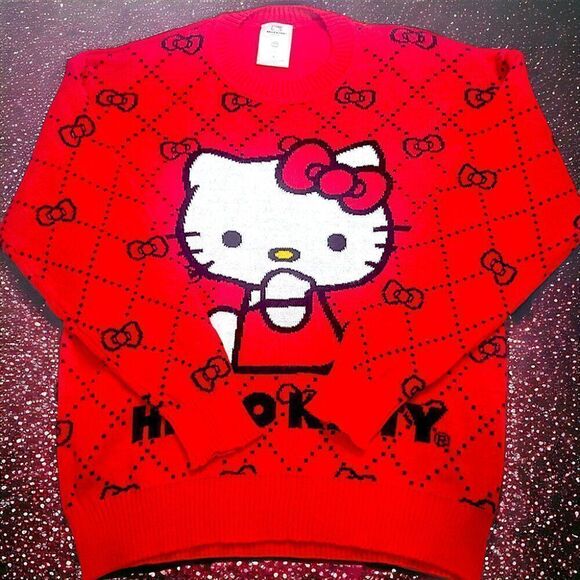Sanrio red sitting Hello Kitty bows sweater - Picture 2 of 6